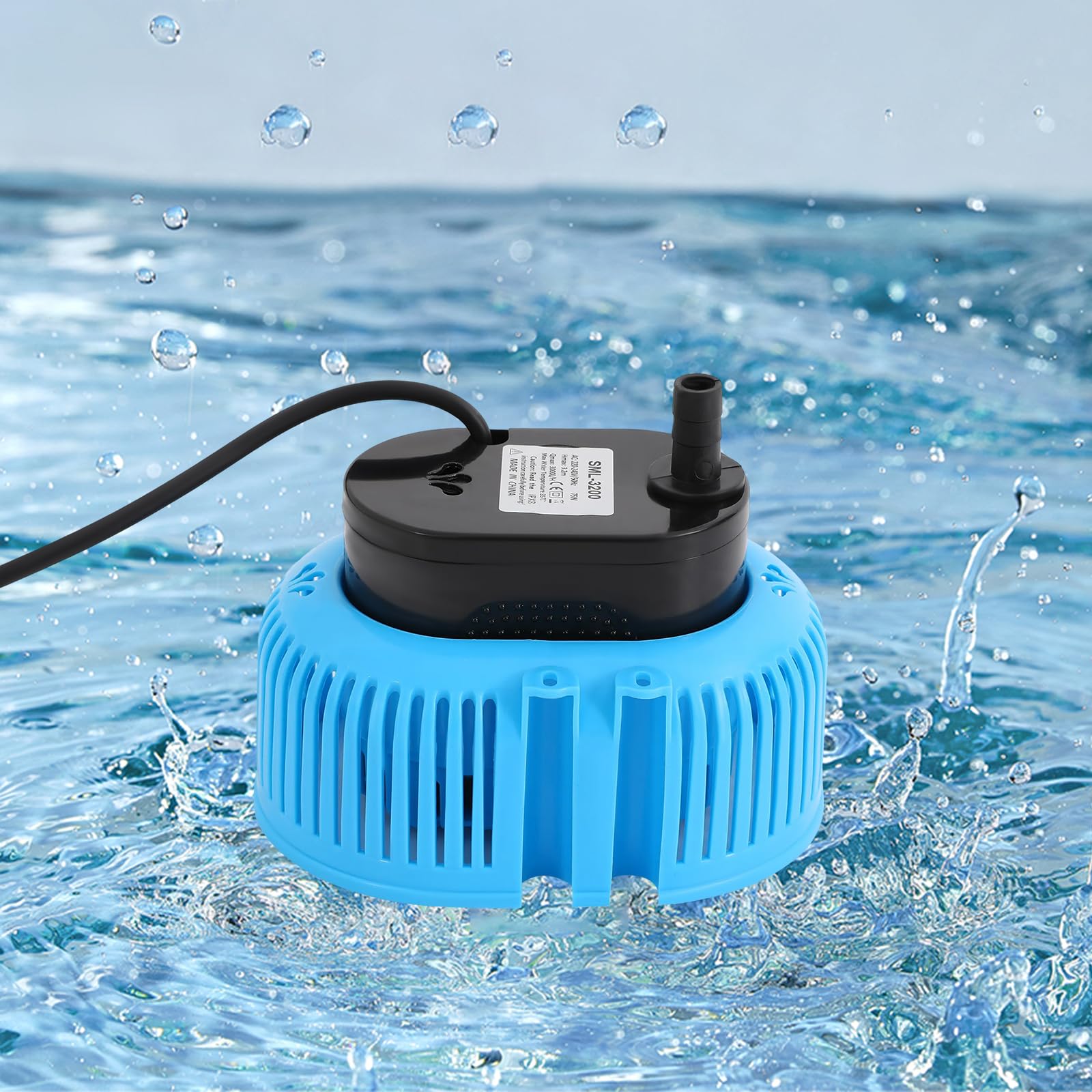 Bomba de cubierta de piscina de 3000 l/h, bomba de estanque de 75 W con manguera de 5 m y cable de 7,5 m, IPX8, impermeable, con protección contra marcha en seco, para piscina, estanque, fuente