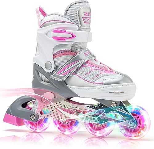 2PM SPORTS Cytia Pink - Patines en línea ajustables iluminadores para niñas con ruedas iluminadas, divertidos patines intermitentes para