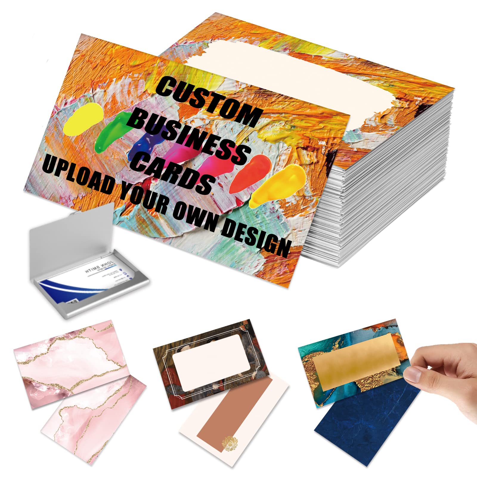 Personalised Business Cards with Logo/Text, Double Sided Print, Waterproof, 300gms for Company & Small Business