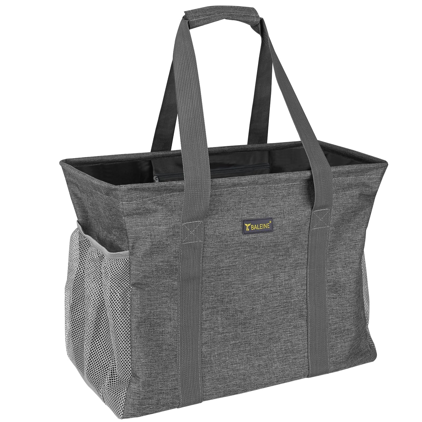 BALEINE Extra Large Utility Tote Bag with Wire Frame for Storage (Grey, 16.5''x14''x10'')