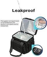 Vista 8 de SUNNY BIRD Bolsa de almuerzo de doble compartimento, lonchera aislada de 13L para adultos, para el trabajo (Negro)