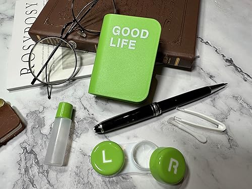 Miniatura 2 de Kit de estuche para lentes de contacto, estuche lindo para libro de colores, kit de almacenamiento de viaje portátil con espejo, recipiente, pinzas,