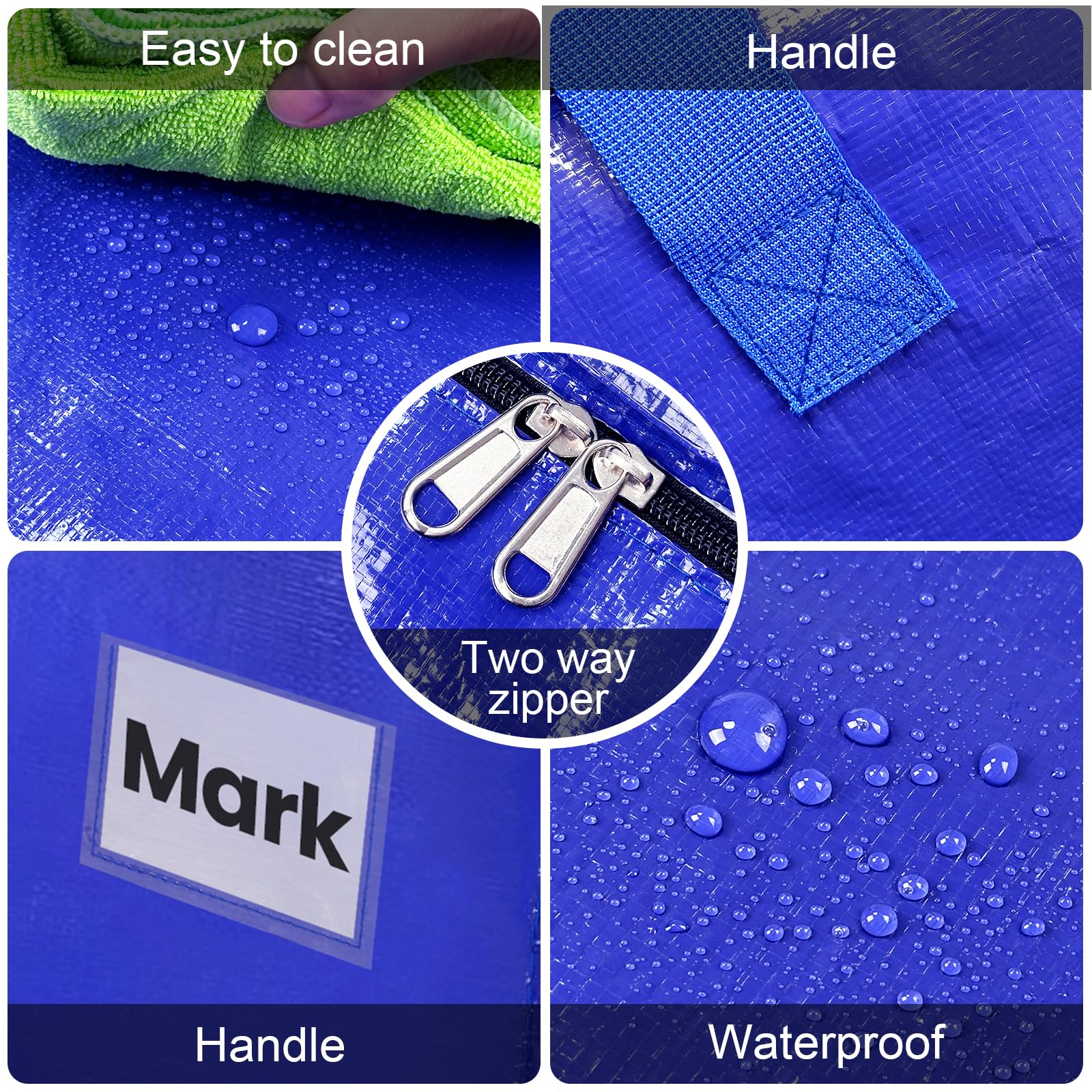 Lot De 4 Grands Sacs De Rangement, 93 L, Avec Fermeture éclair Et Poignée, Imperméables, Pour Déménagement Et Rangement Des Vêtements, Gris