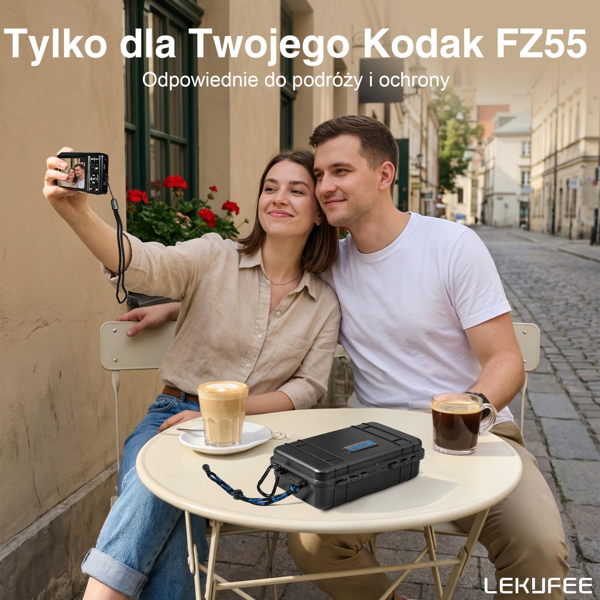 Lekufee Podróżne wodoodporne twarde etui do Kodak PIXPRO FZ55 lub FZ45, baterii i akcesoriów (tylko torba)