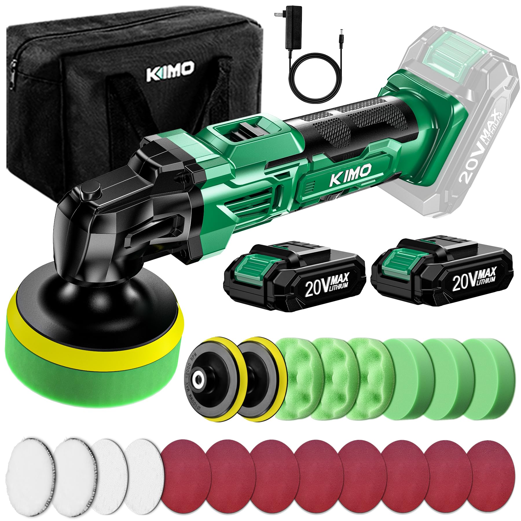 KIMO 20V Cordless Buffer Polisher Kit, 25Pcs Polishing Kit, 6