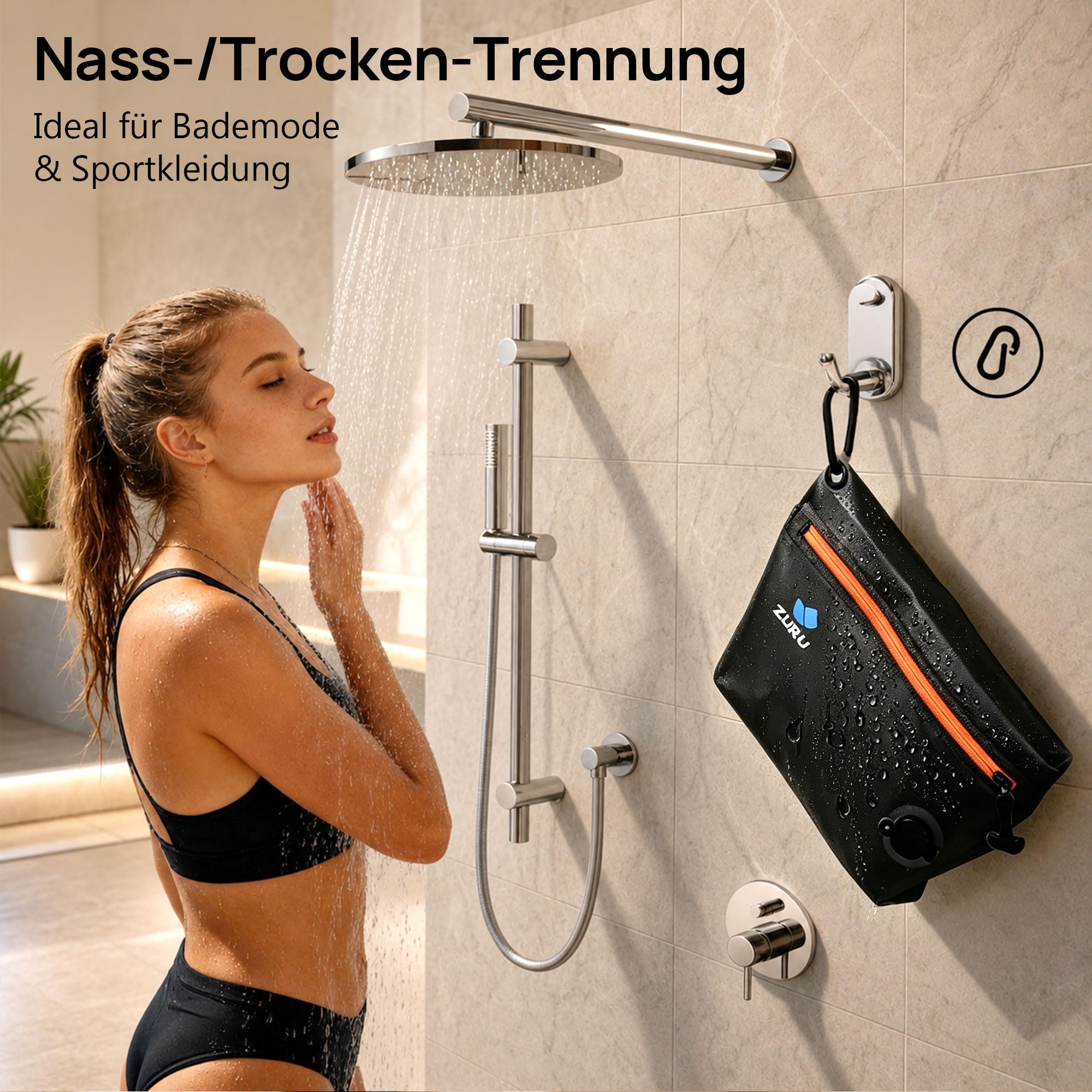 Zurligi Reise-Vakuumbeutel mit Pumpe, IPX8, TPU, 3 Größen, Schwarz, 3er-Set | Reißfeste TPU-Kompressionsbeutel, IPX8-wasserdicht, wiederverwendbar und platzsparend für Kleidung, Unterwäsche, Handgepäck