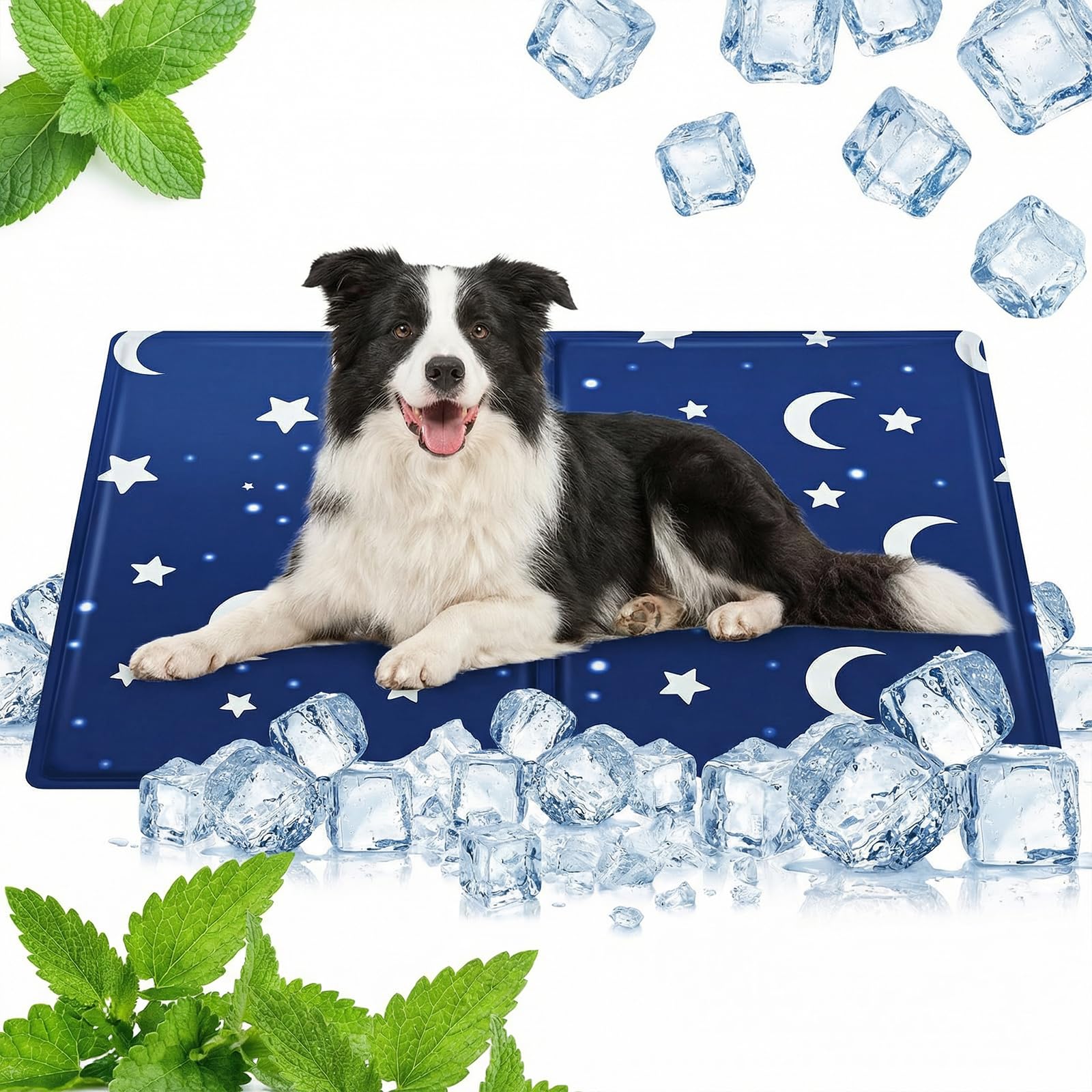 Qoosea Alfombra Refrescante para Perro Gato, Manta Refrigerante No Tóxicas para Animales Pet Cooling Mat, Plegable Alfombrilla de Refrigeración Automática Esterilla de Gel de Dormir Suave - 50 * 65CM