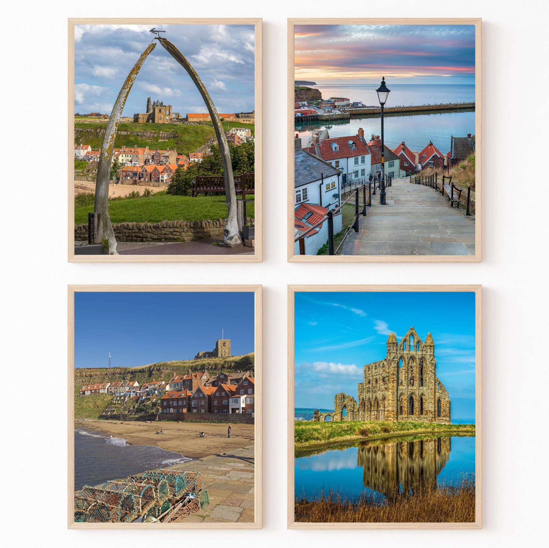 Hodge Creations Vibrant Blues, Greens, And Earthy Tones Whitby Coastal Yorkshire Town Set Of 4 Unframed A3 Prints Wall Art Decor Picture Poster New Gift Present Select Size Below A5 A4 A3