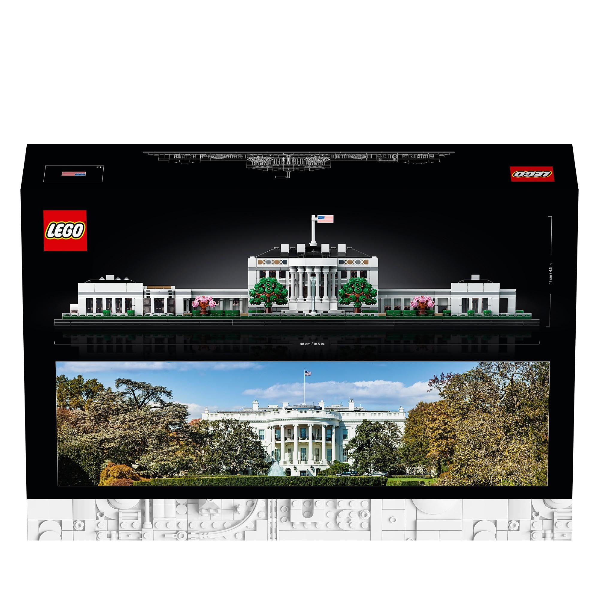 LEGO Architecture La Casa Bianca, Modellino da Costruire, Progetto Fai da Te da Collezione, Set di Decorazione per la Casa, Hobby Creativo per Adulti, Idee Regalo per Uomo, Donna, Lui o Lei 21054