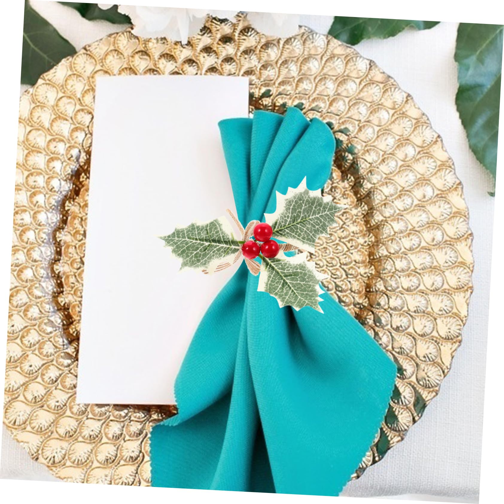 Ciieeo Pz portatovaglioli natalizi porta anelli per natale tovagliolo a foglia verde decorazioni casa decorazioni natalizie arredamento matrimonio decorazioni Bomboniere Schiuma rosso