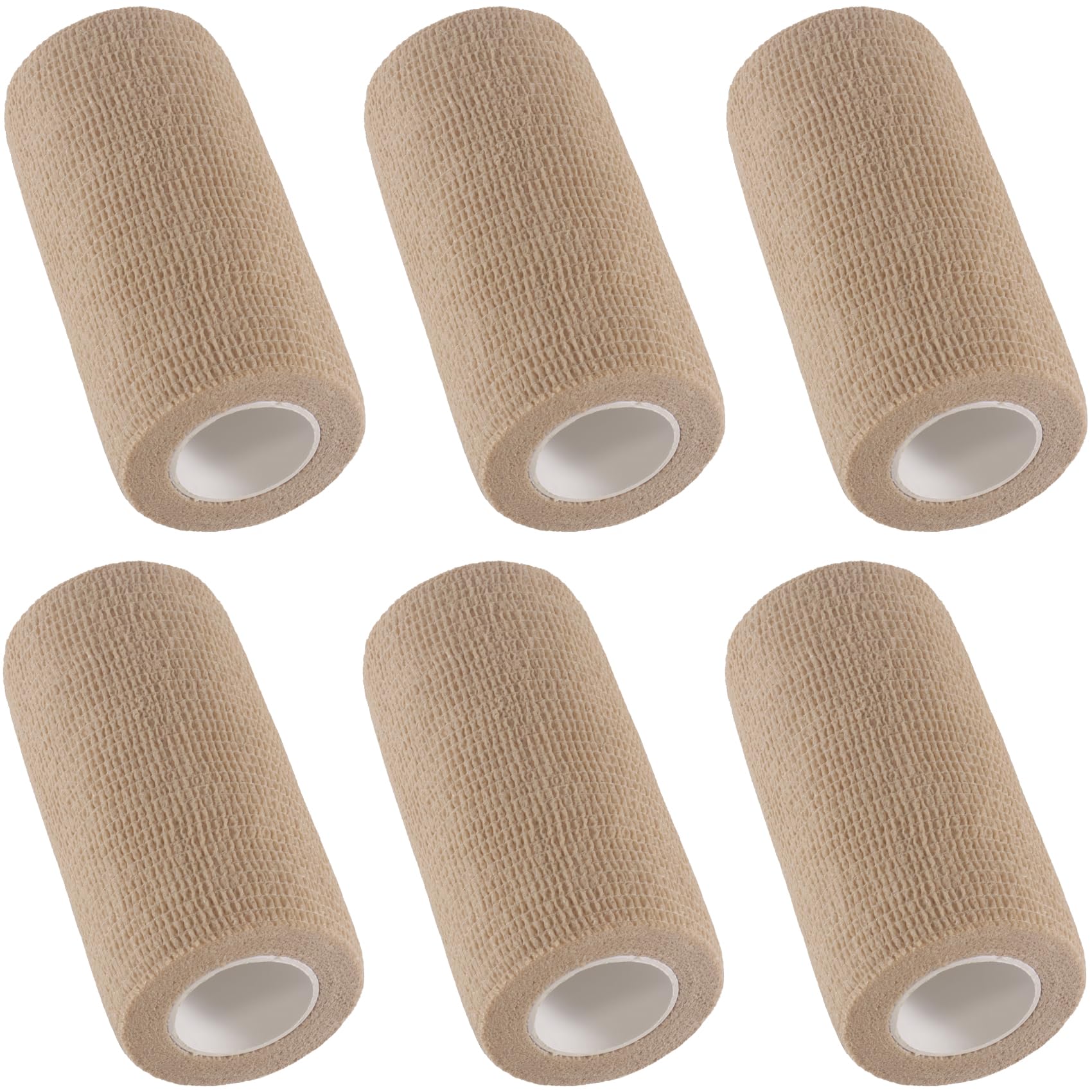 IndigoCase 6 Pack Self Adhesive Bandage Wrap 4 Inch, Skin Color Bandages Variety Pack, Elastic Grip Tape, Sports Wraps, Vet Wrap, Large Bandages Bulk