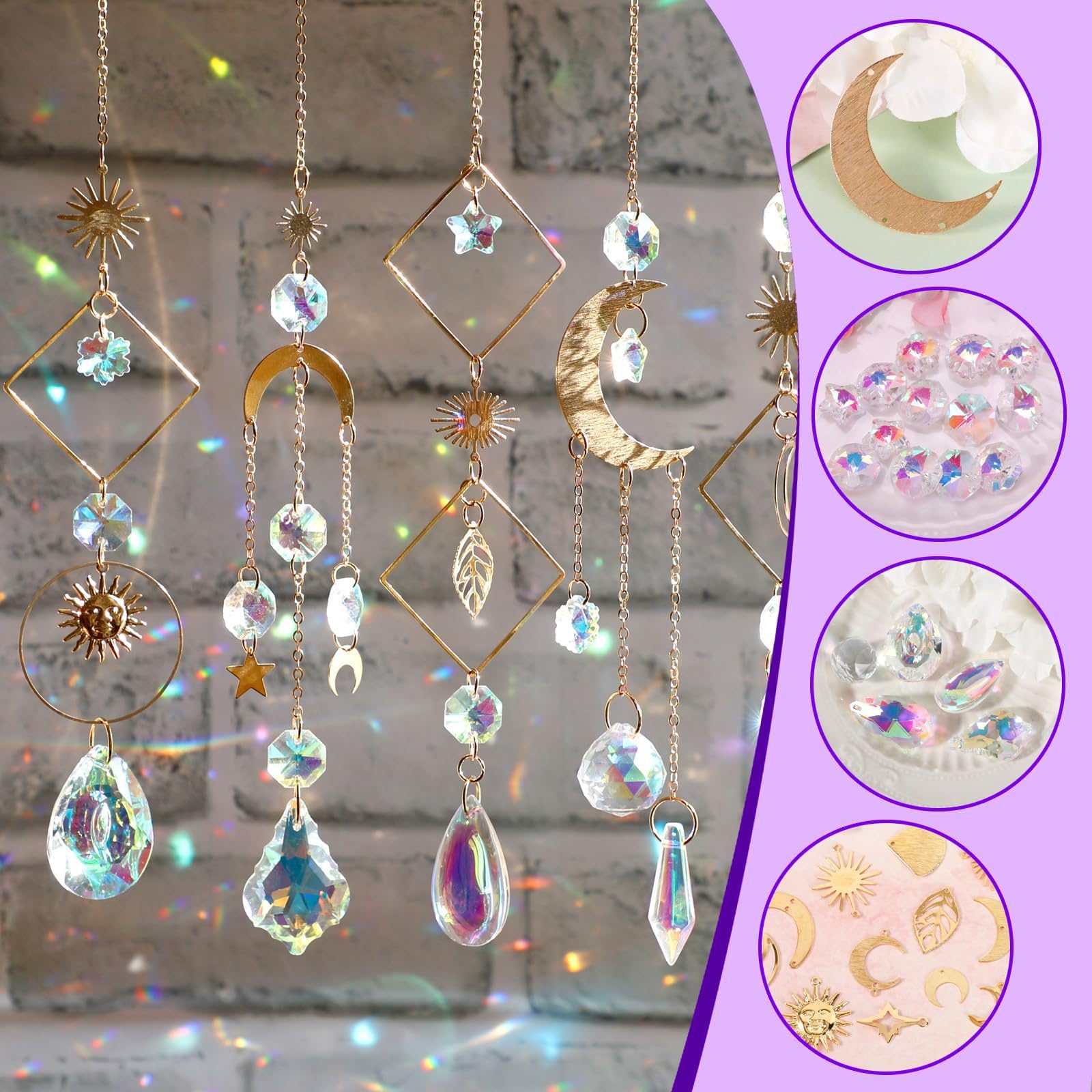 200 Pezzi Kit Acchiappasole Cristallo - Prismi Decorativi Fai Da Te Per