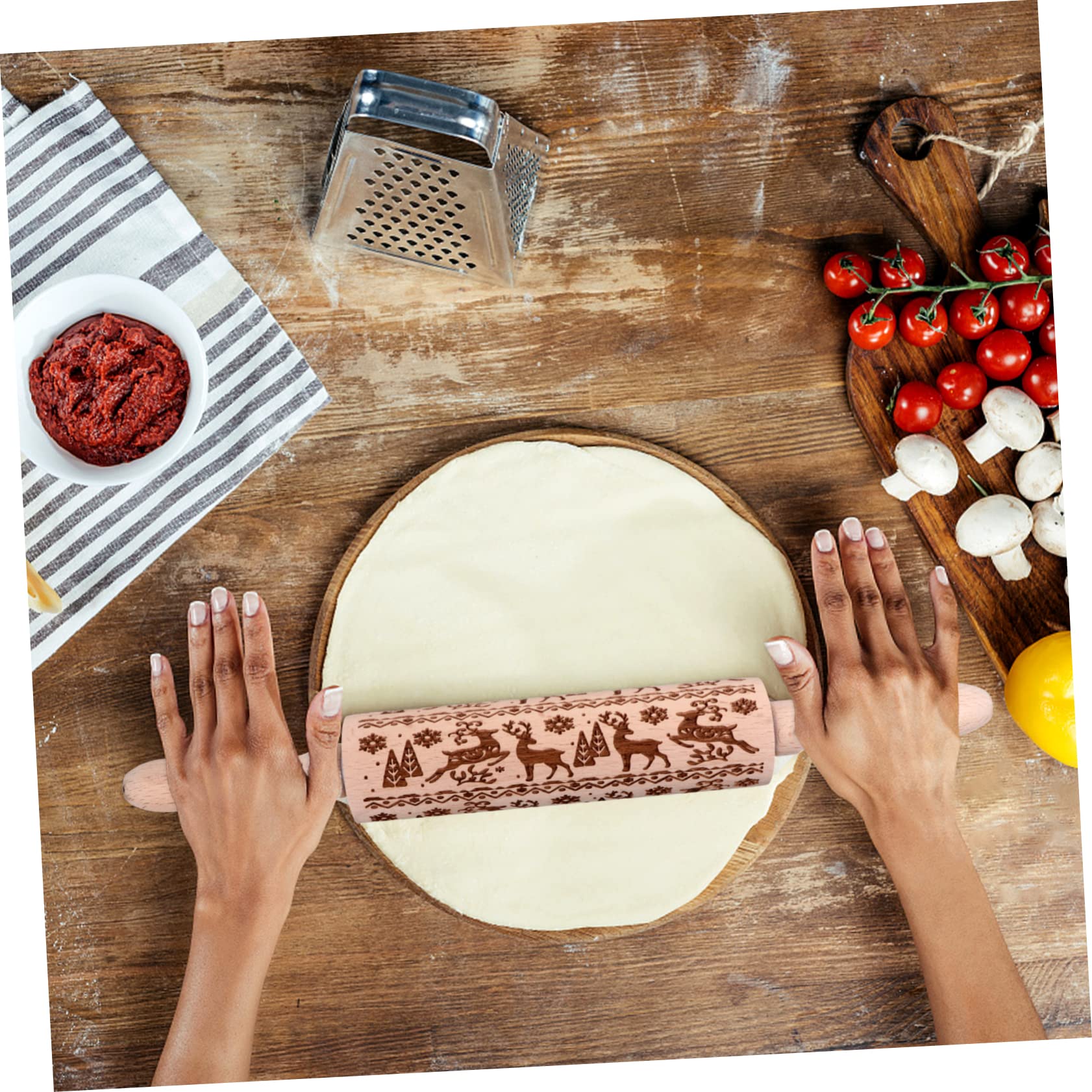 3piezas Rodillo De Cocina De Diseño Navideño Para Hornear Galletas y Pasteles Para