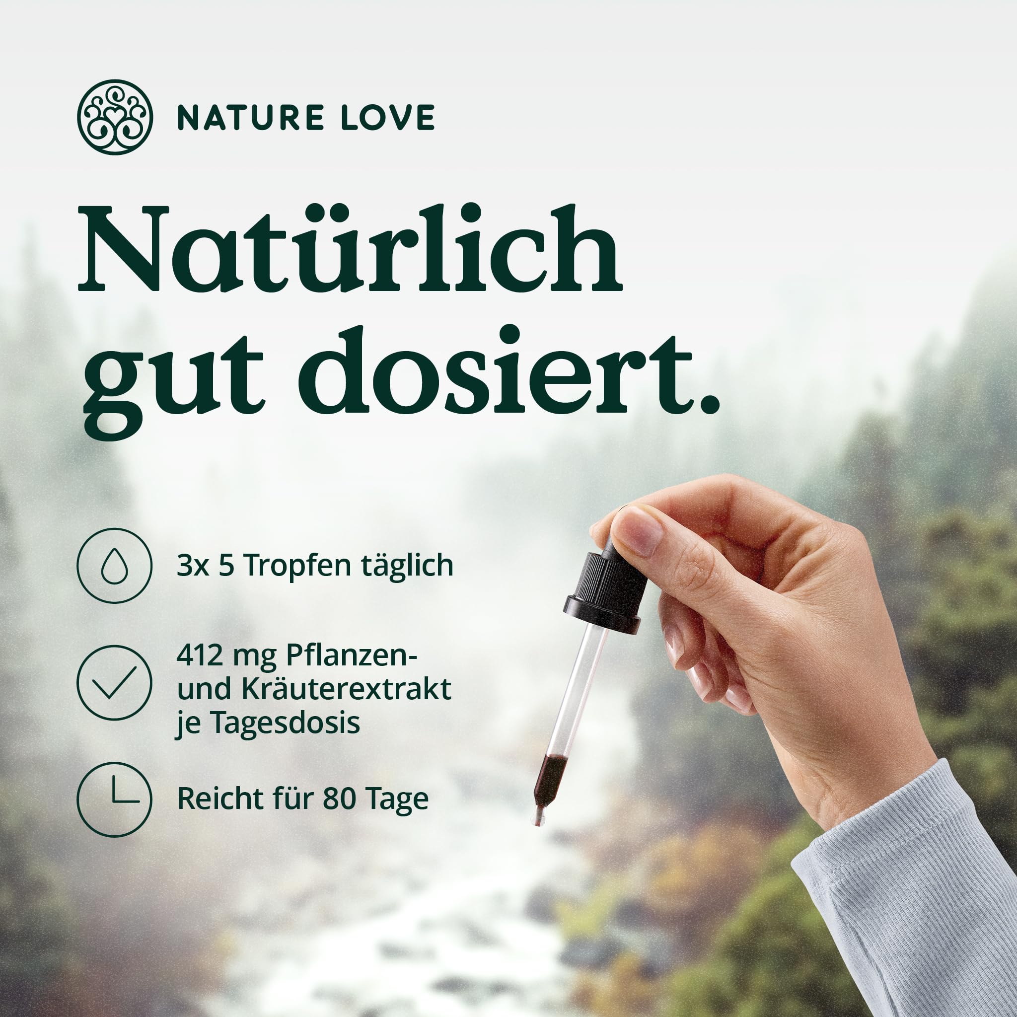 NATURE LOVE® Bio Bittertropfen ohne Alkohol nach Hildegard von Bingen (50ml) - hochdosierte Bitterstoffe Tropfen als 5:1 Extrakt aus erlesenen Kräutern und Pflanzen - vegan, laborgeprüft
