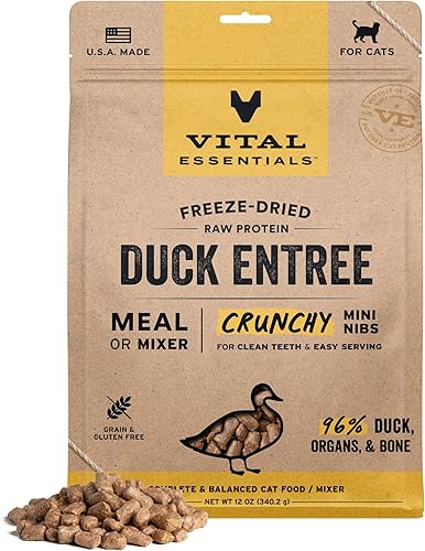 Vital Essentials Alimento crudo liofilizado para gatos, plato de pato, 12 onzas