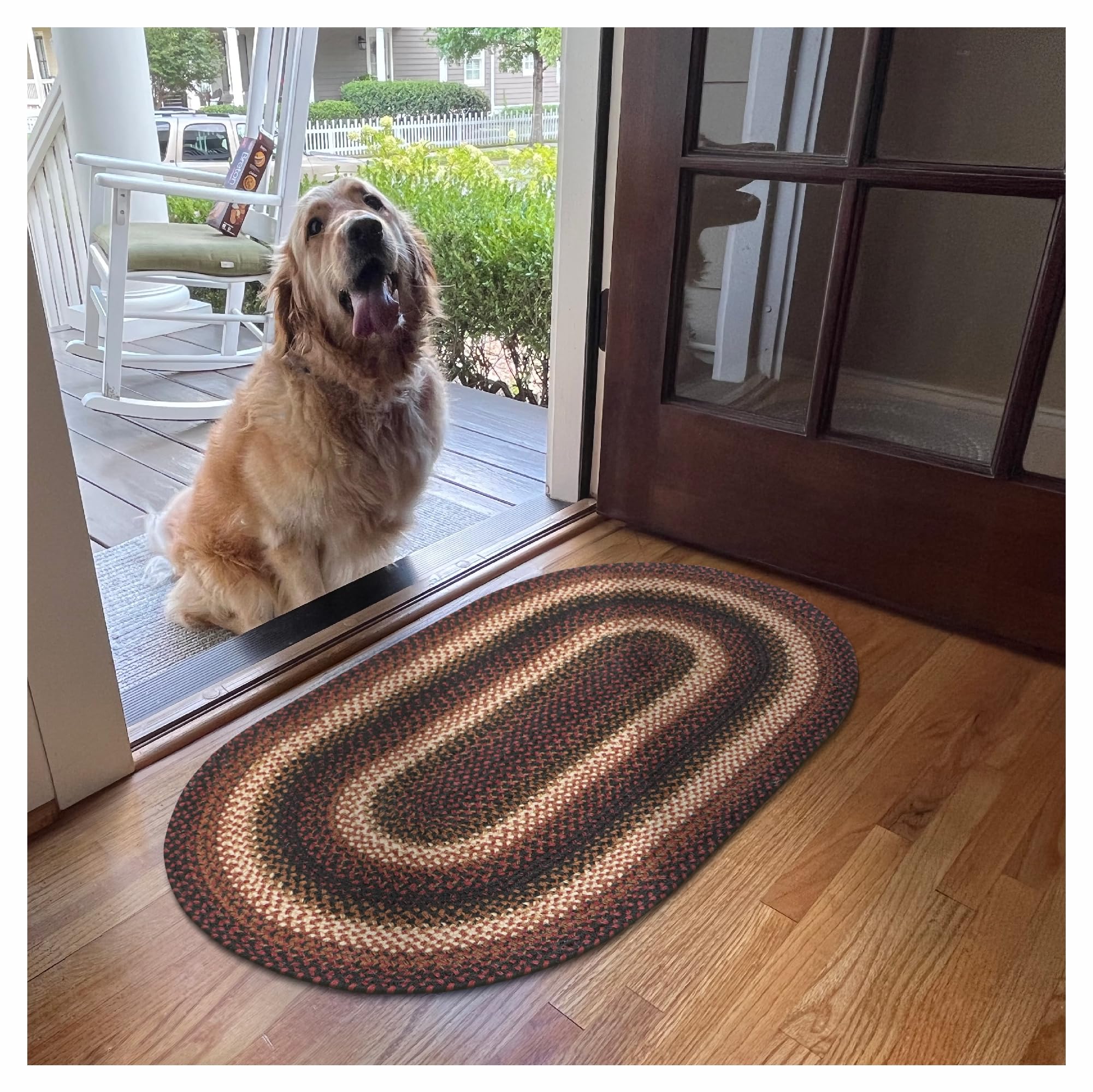 Oval Jute Braided Rug – All Natural Fiber 20" x 30" Area Rug, Made with Natural Jute Twine – A Reversible Rug for Rustic Home Décor – Homespice