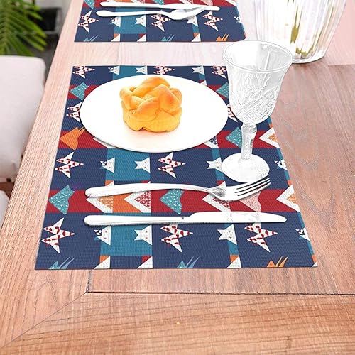 Miniatura 3 de 6 PCS PVC Placemats Set Place Mats Bird Flag Pattern Non-Slip Weave Place Mats 12" x 18" Farmhouse Table Mat Set for Family Dinners Wedding Parties