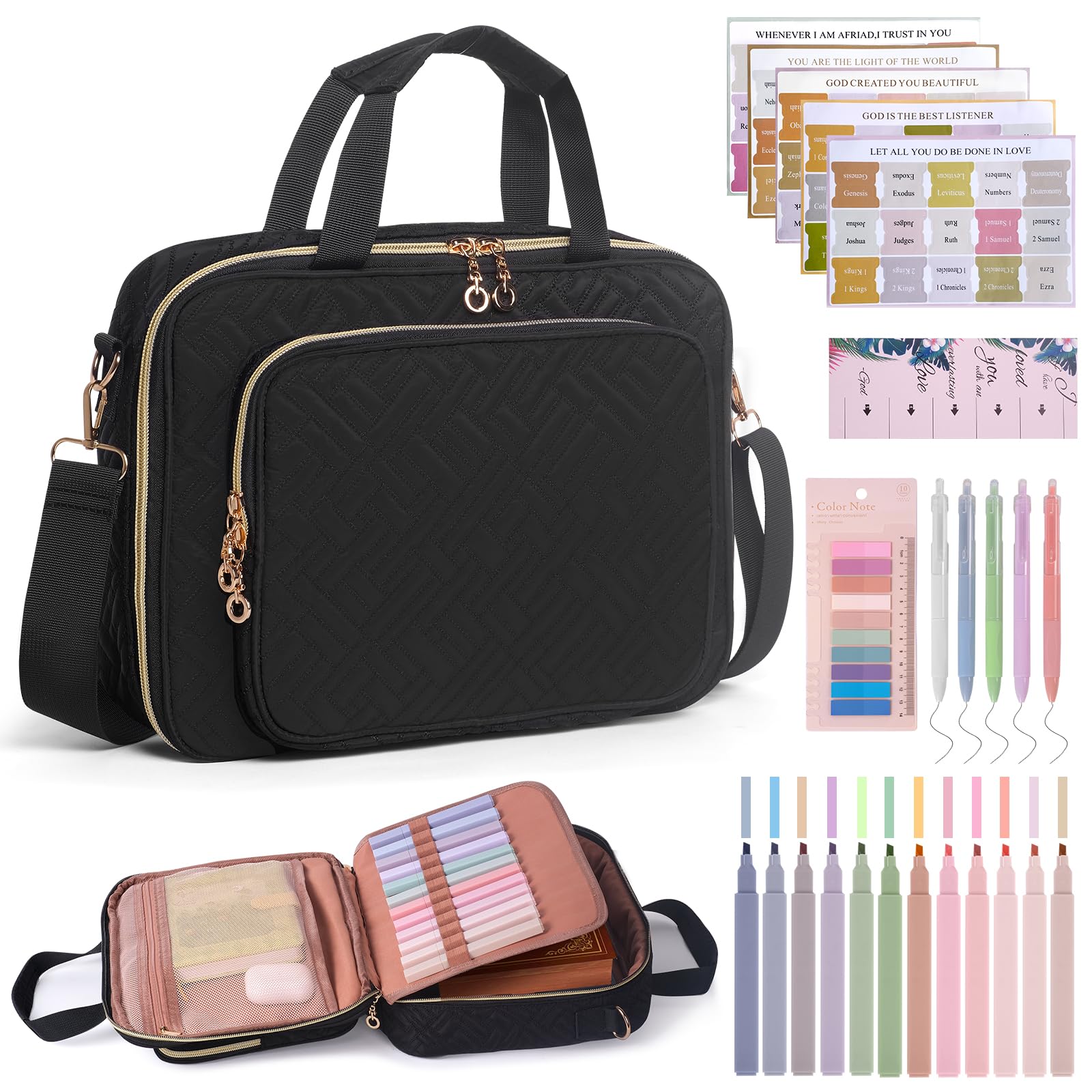 Bible Cover Case for Women Bible Bag w/Handles Bible Study Supplies