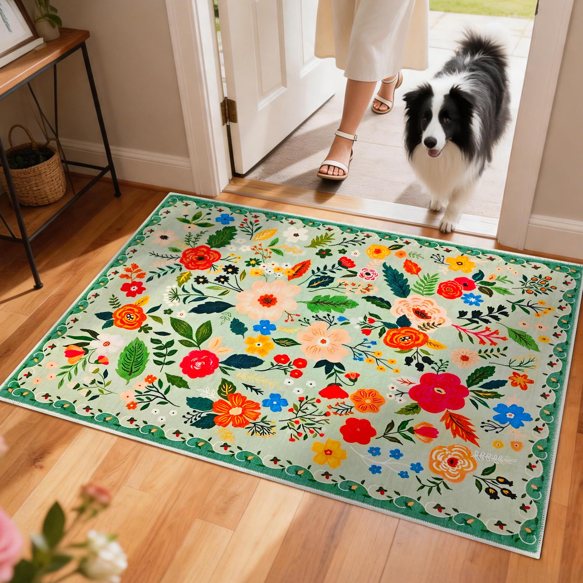 Tapis d'entrée bohème 122 x 80 cm idéal pour maison et couloir