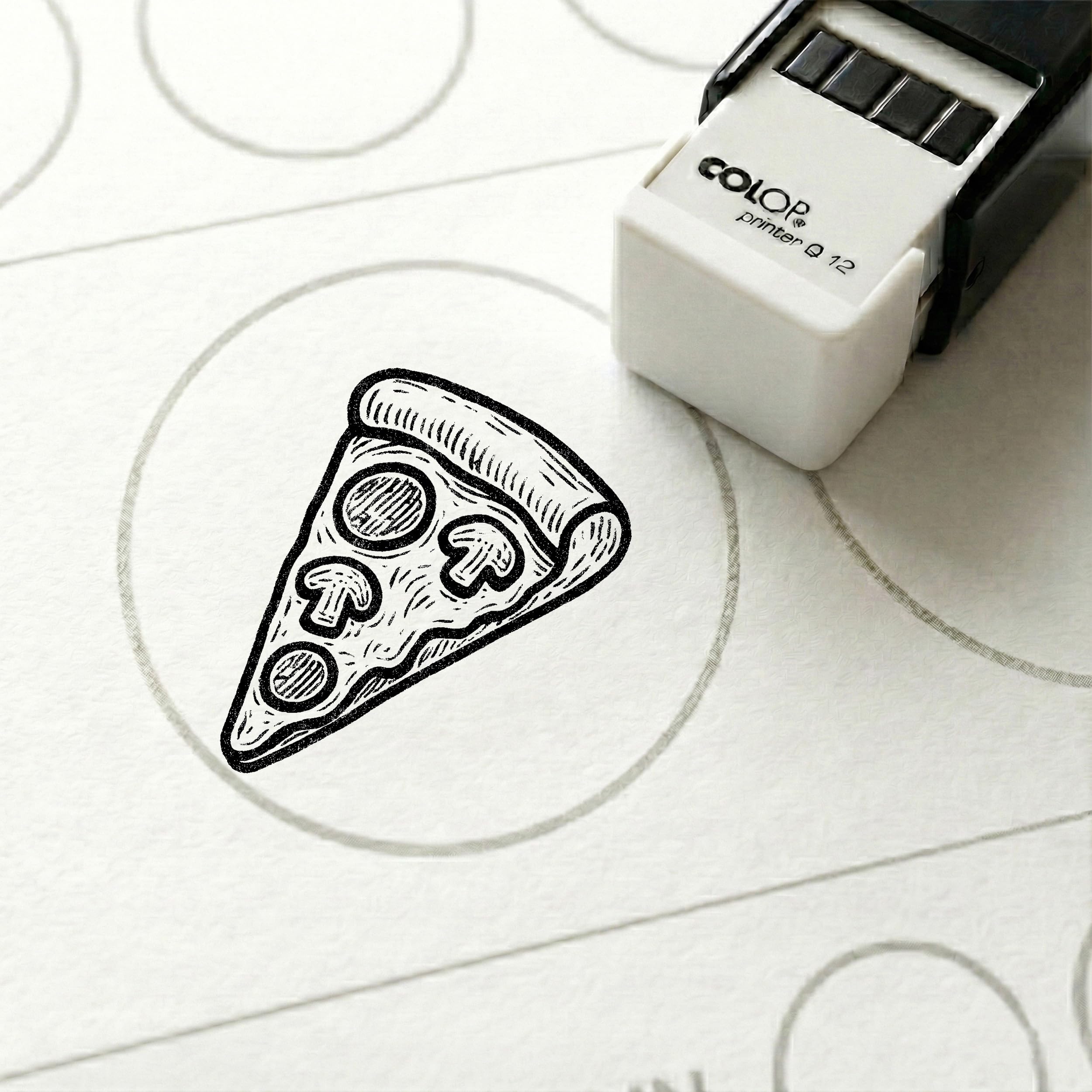 Dekolando Bonus Stamp Pizza Piece 10 x 10 mm - Bonus Card Stamp for Pizzeria Italian Restaurant Snack - Stamp Bonus Card Customer Card Stamp Card