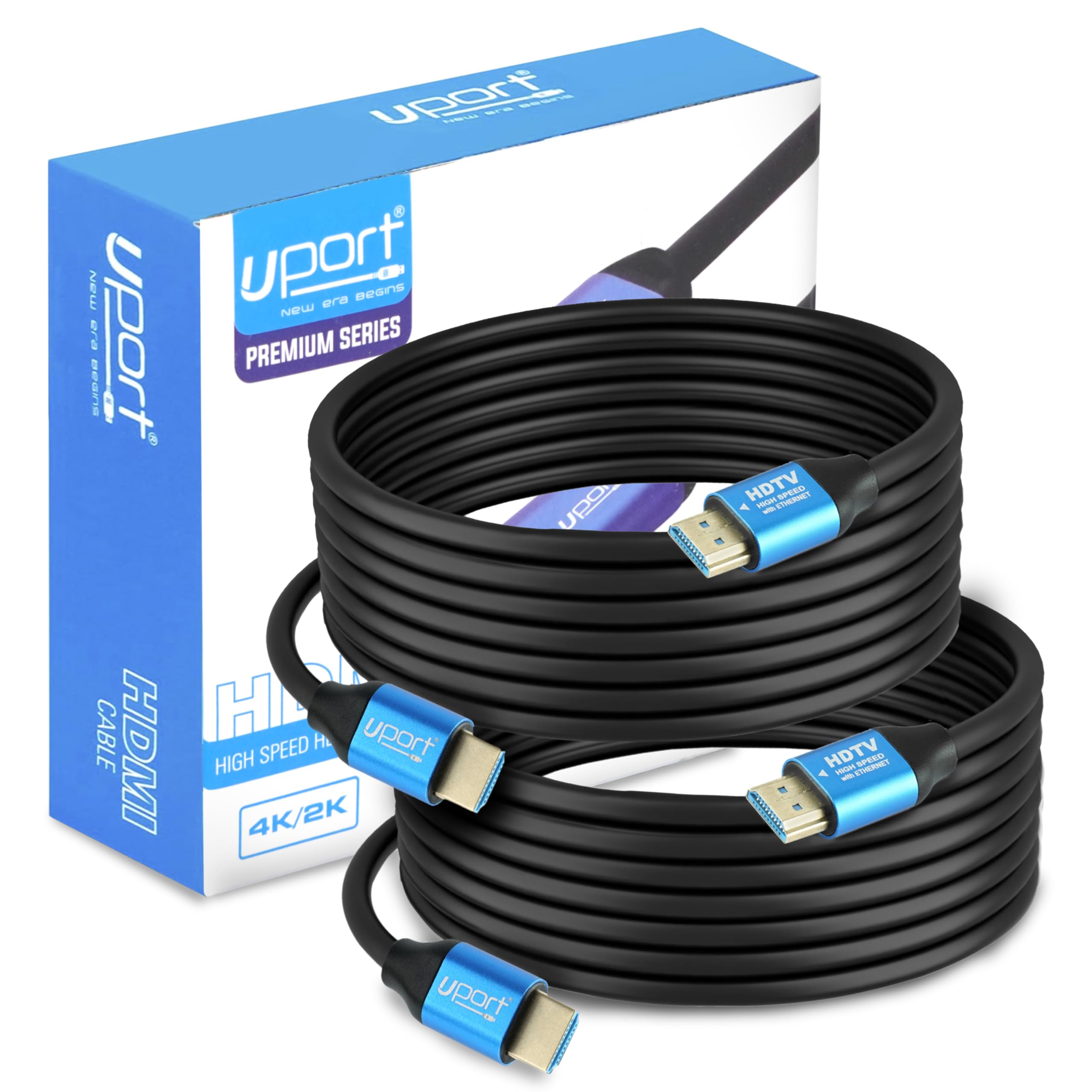 UPORT 2 Pack 5 Meter HDMI 1.4 Cable with Ethernet, 4K/2K Ultra HD 1080P Resolution, 10.2 Gbps High Speed Transmission, Compatible with TV, Laptop, Monitor, Projector, Gaming Console & More