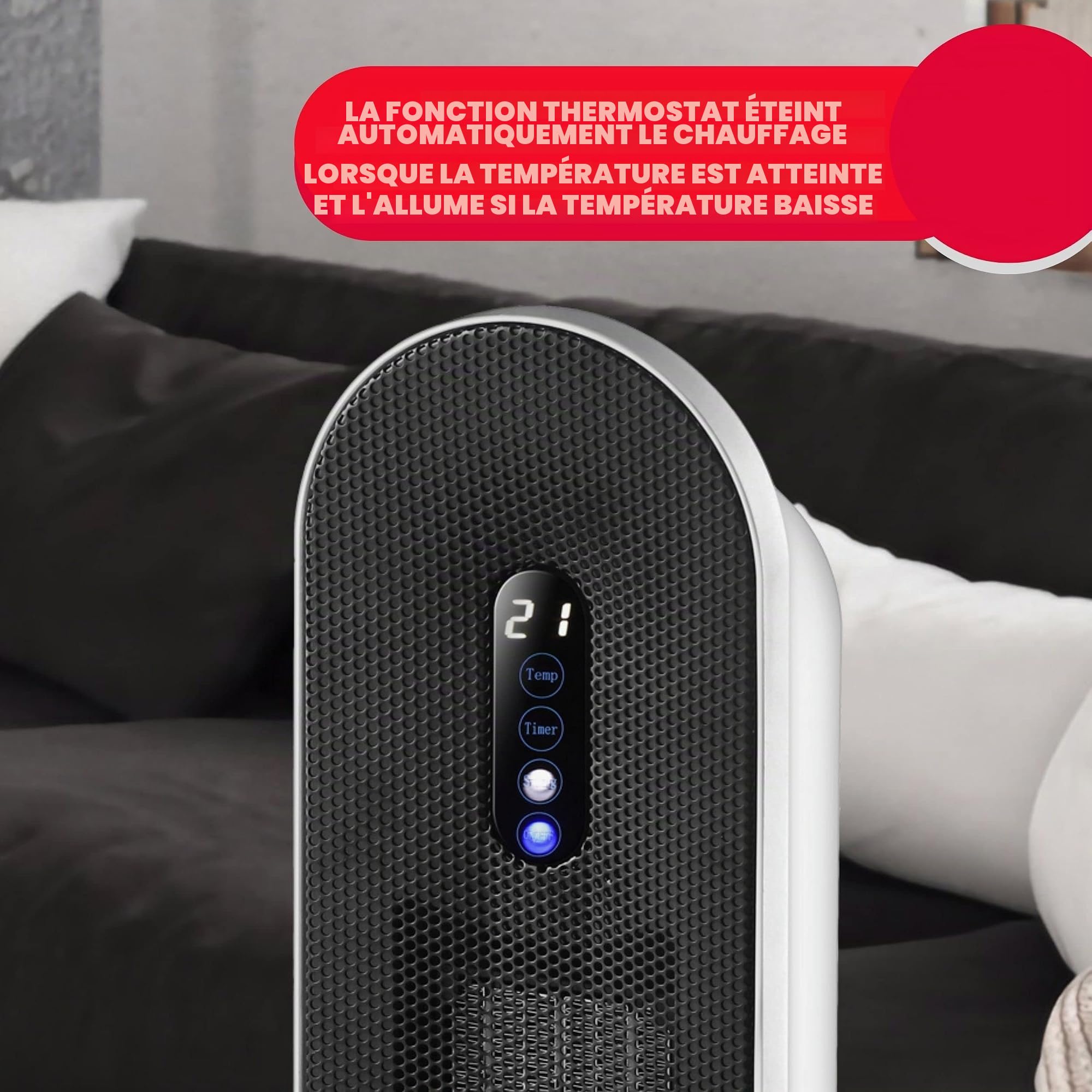 ARDES | AR4P16 TATANKA Radiateur ventilateur en céramique oscillant 2000W, radiateur ventilateur céramique avec panneau de commandes et télécommande, ventilateur silencieux oscillant niveaux Eco et