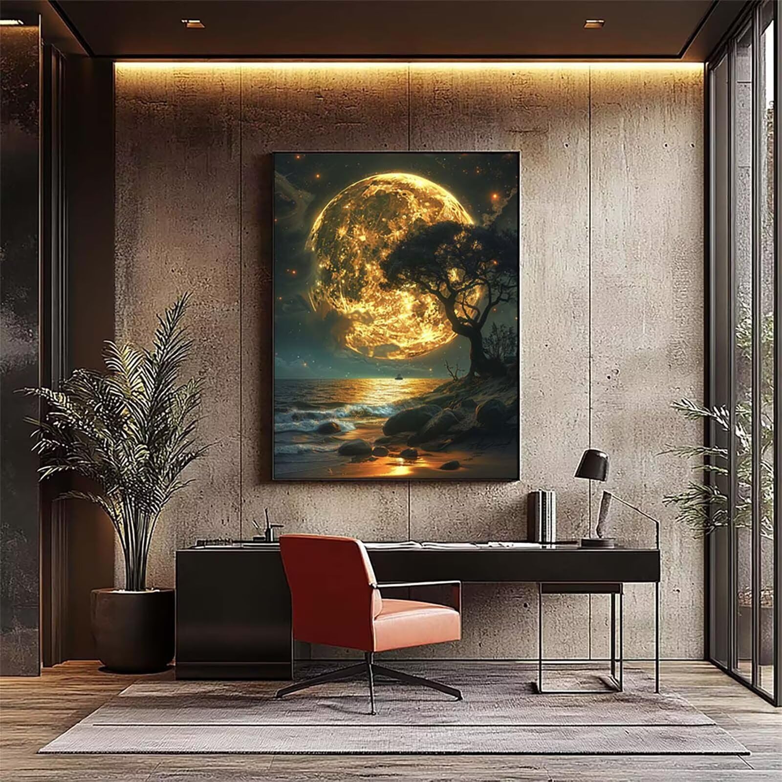 KUEGDUNG Spiaggia Dipingere con i Numeri Adulti con Telaio, Paint by Numbers Paesaggio, DIY Dipingere con i Numeri Kit con 3 Pennelli e Vernice Acrilica, Decorazione Casa, Regalo Donna 70x95cm A-1136