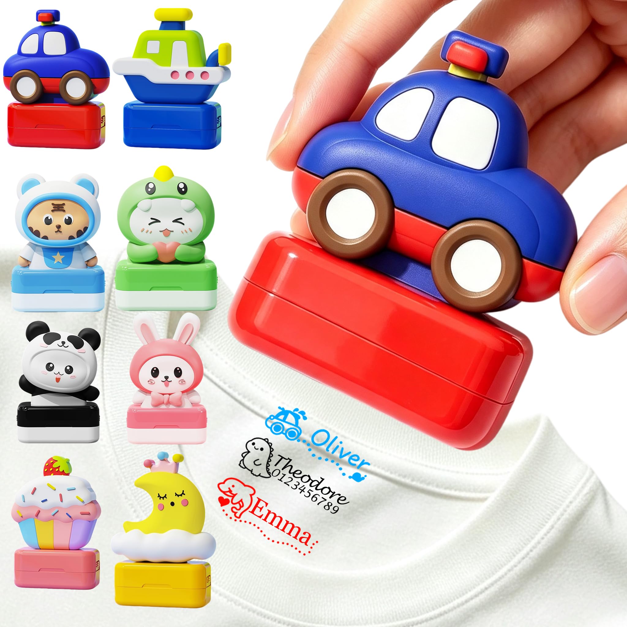 Custom Name Stamp for Kid, Self-Inking Personalized Stamp with Cute Pattern