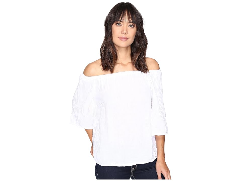 

Michael Stars Double Gauze Off Shoulder Top (White) Women's Clothing
