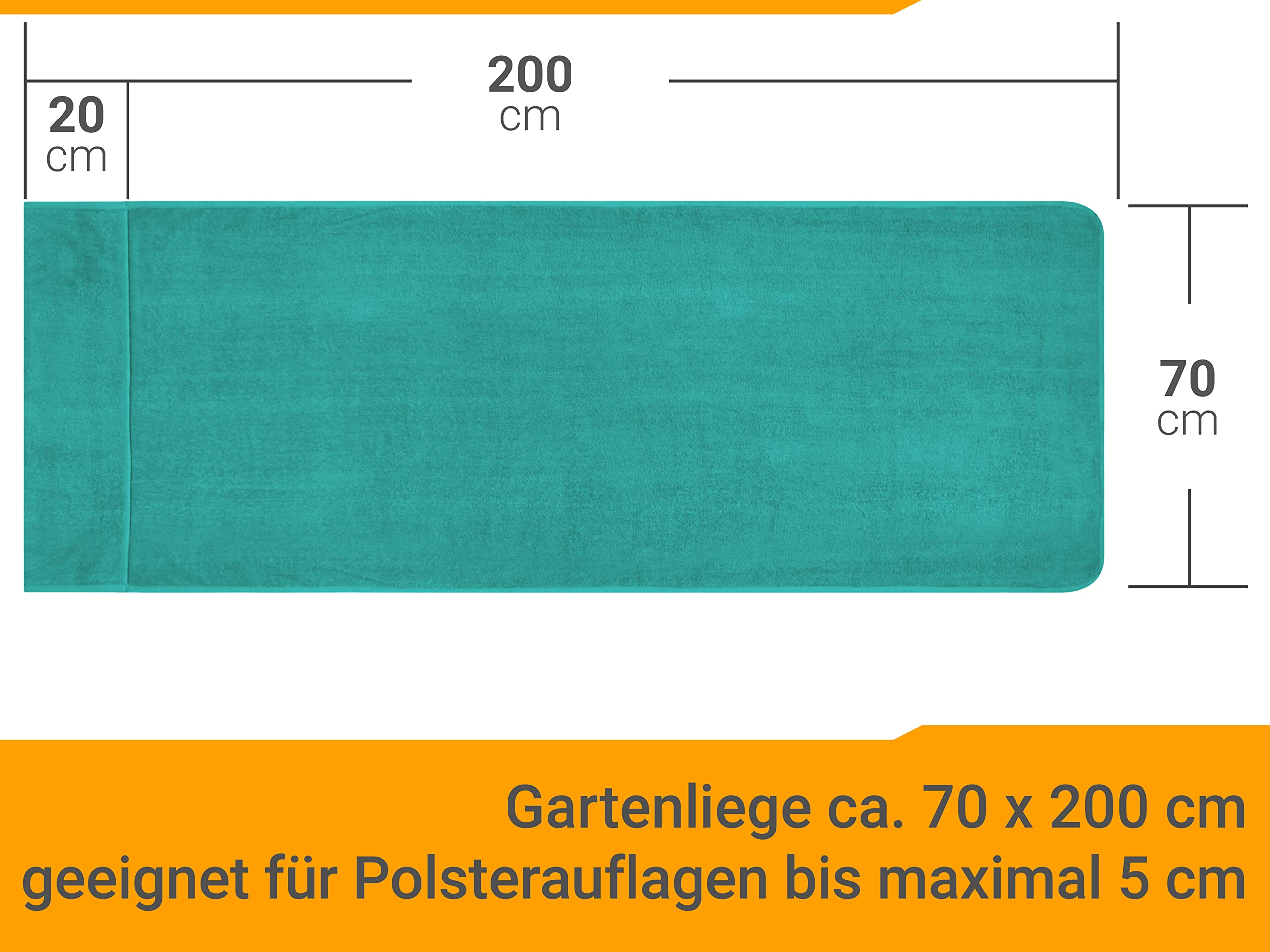 npluseins 1594.2319, zestaw 2 poduszek na leżak ogrodowy i leżak ogrodowy, 70 x 200 cm, kolor petrol