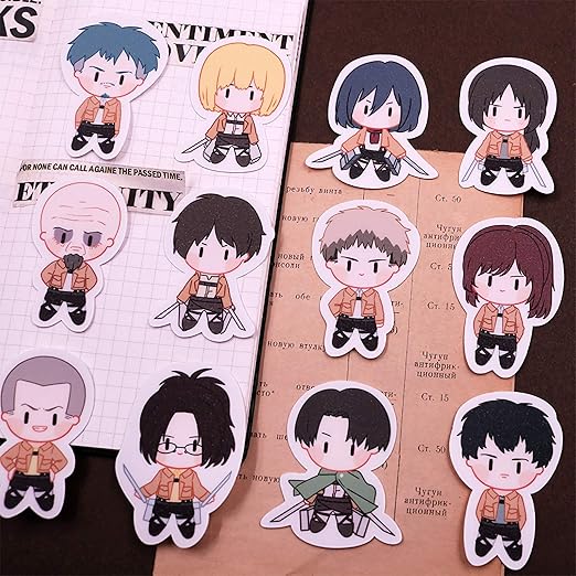 yjacuing anime attack on titan cute chibi reusable vinyl stickers 20 pcs toys games amazon com