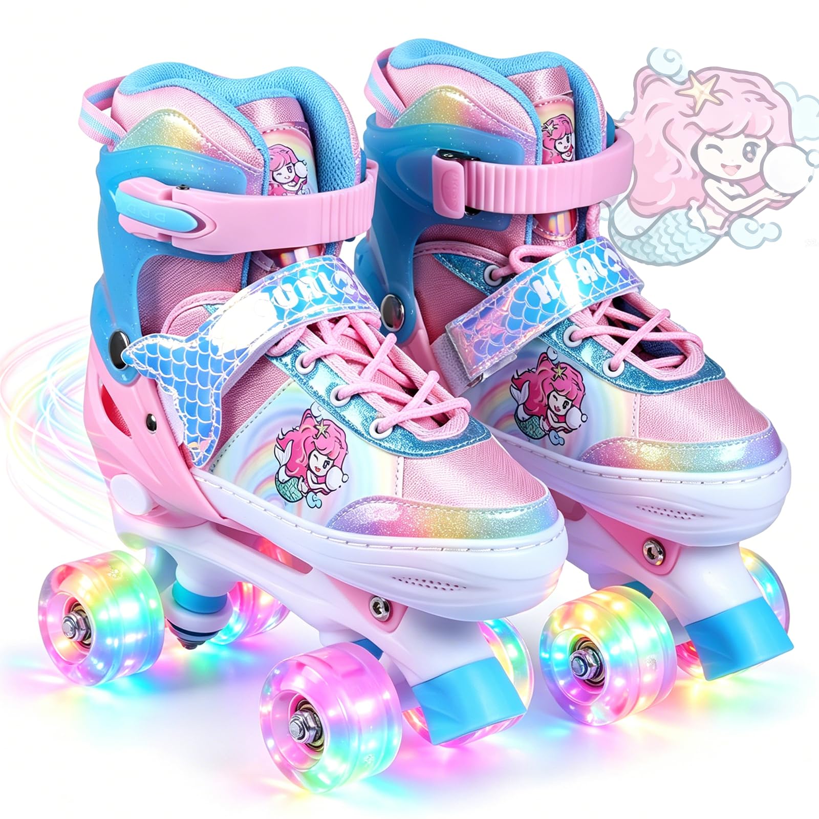 Hualonger Kids Roller Skates,Children's Quad Skates with Light Up Wheels