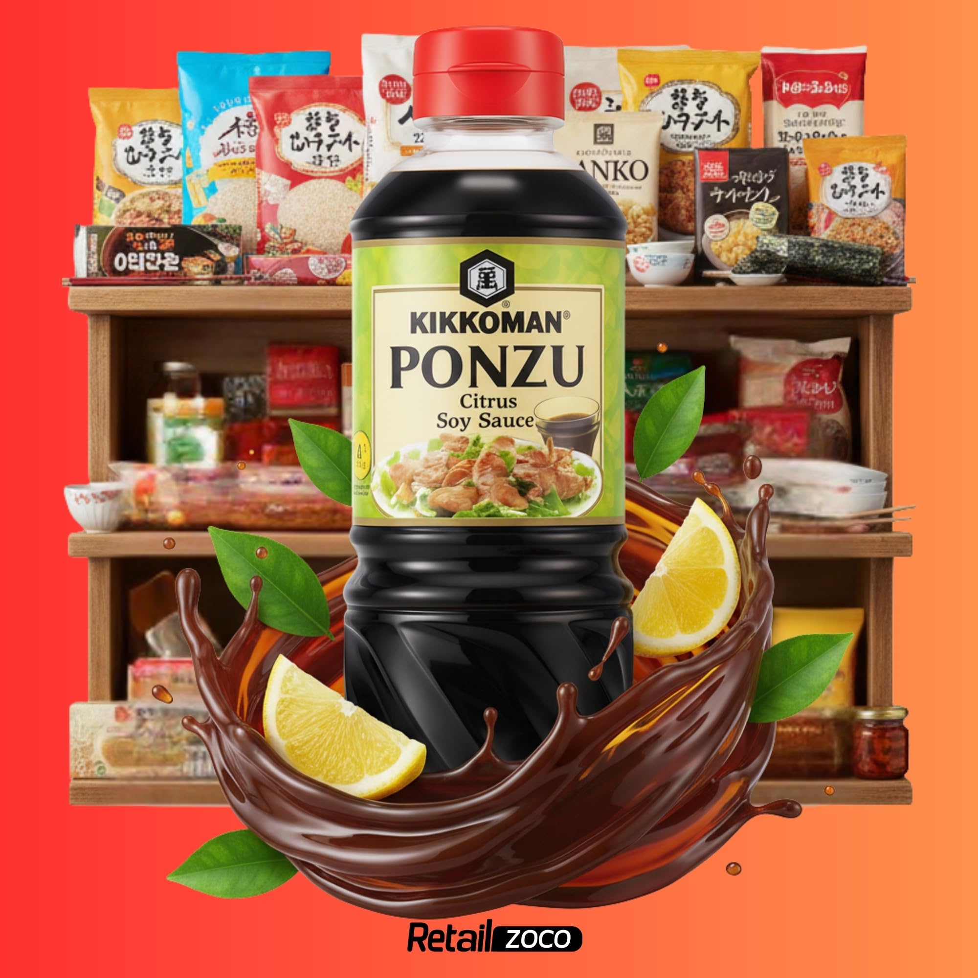 Ponzu Salsa de Soja Cítrica Japonesa 1000 ml, Natural sin Aditivos