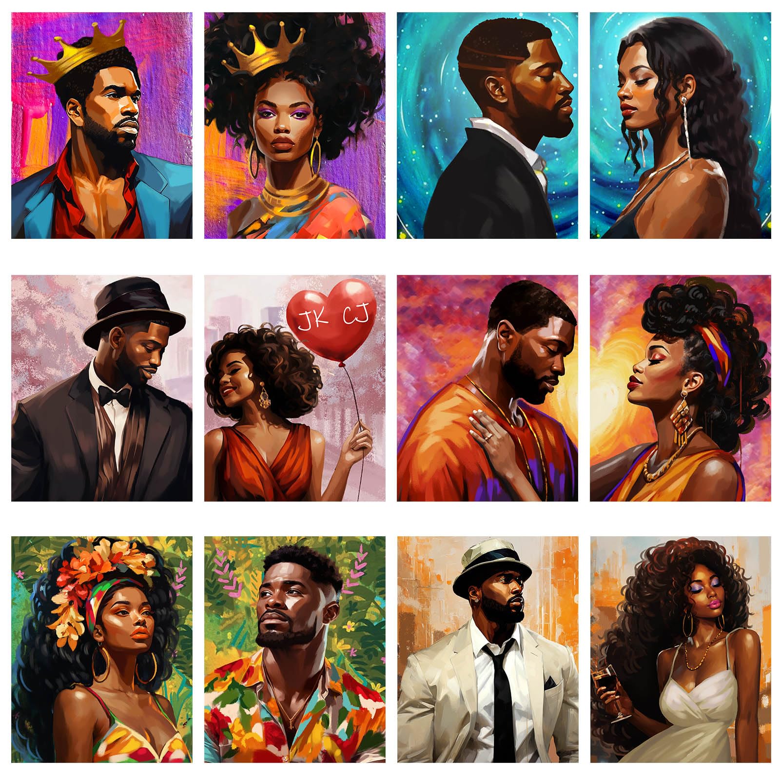 Ctosree 12 Pcs Valentine Gift Pre Drawn Canvas 8 x 10 Inch Painting Pre Drawn Stretched Outline Canvas Painting Boards Back to School Paint Party Favor for Student Adults(Character Couples)