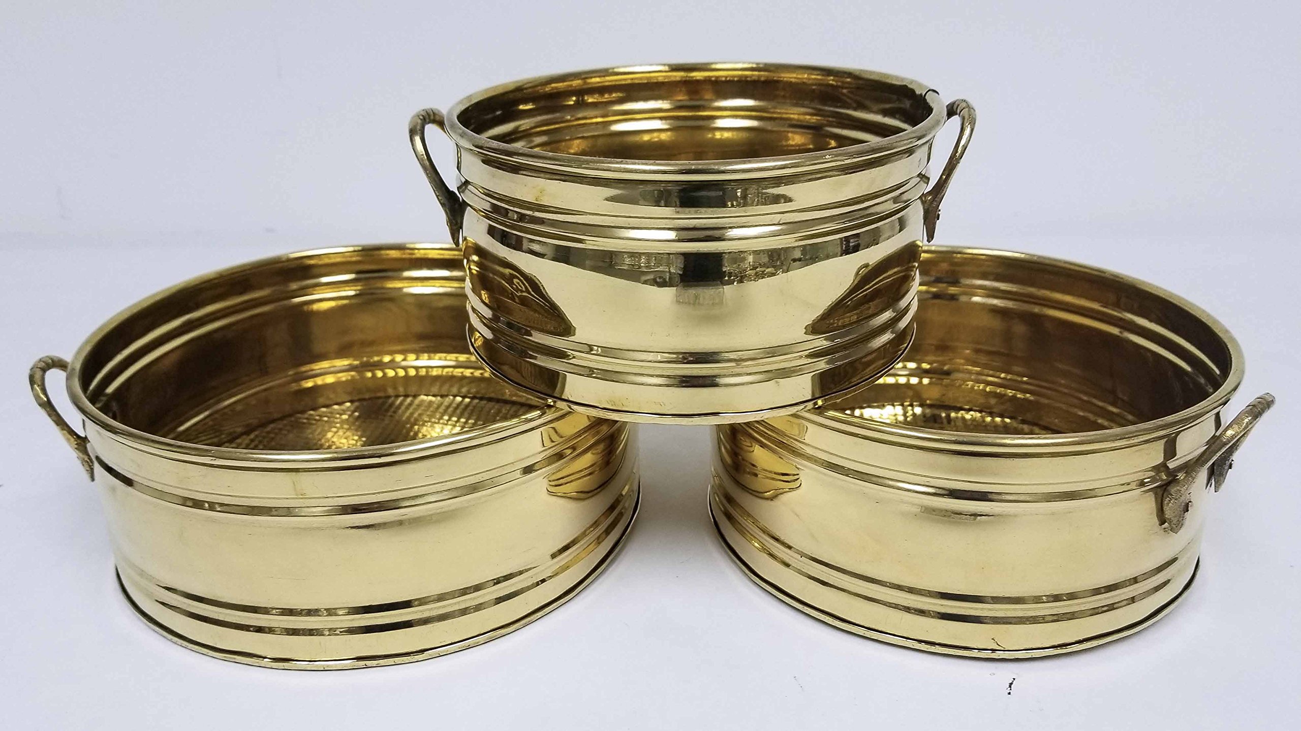 Solid Brass Planters Set of 3 pcs 8"- 7" - 6" IMA BRASS
