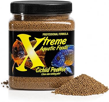 Xtreme Cichlid Peewee 1.5 mm Pellets - Proven Nutrition for Cichlids - Balanced Amino Acids, Boost Immune & Digestive Health, Color & Energy, Max Protein Freshwater Fish Food USA Farm Grown 20oz | For South America & African Cichlids, Angelfish, Discus & Rams, Krill & Spirulina Color Enhancing, Made in USA