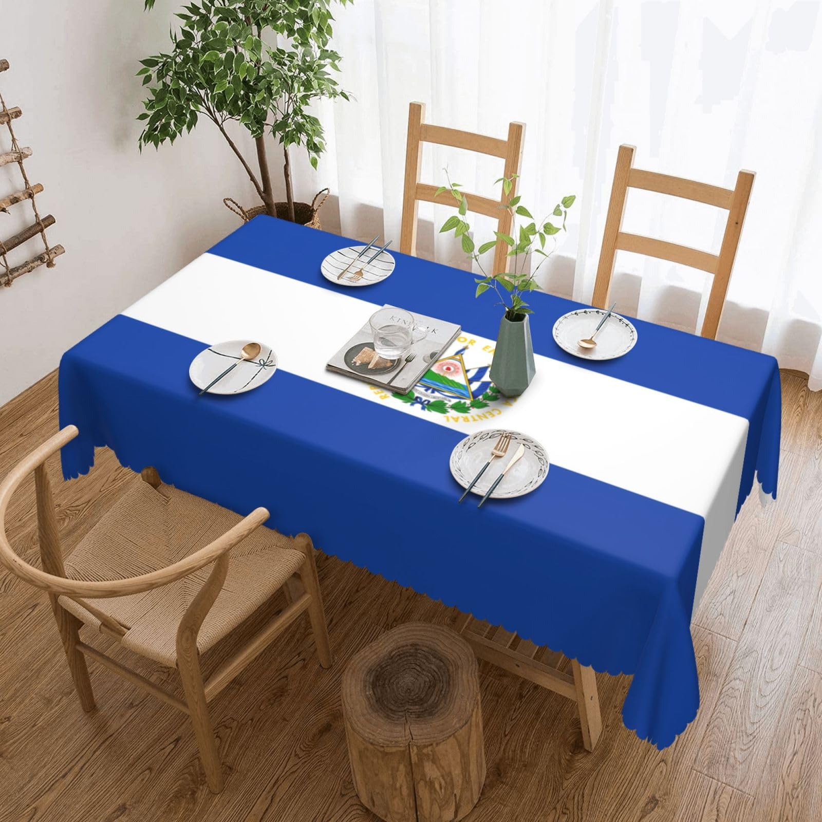 Nappe carrée El Salvador en polyester pour table rectangulaire