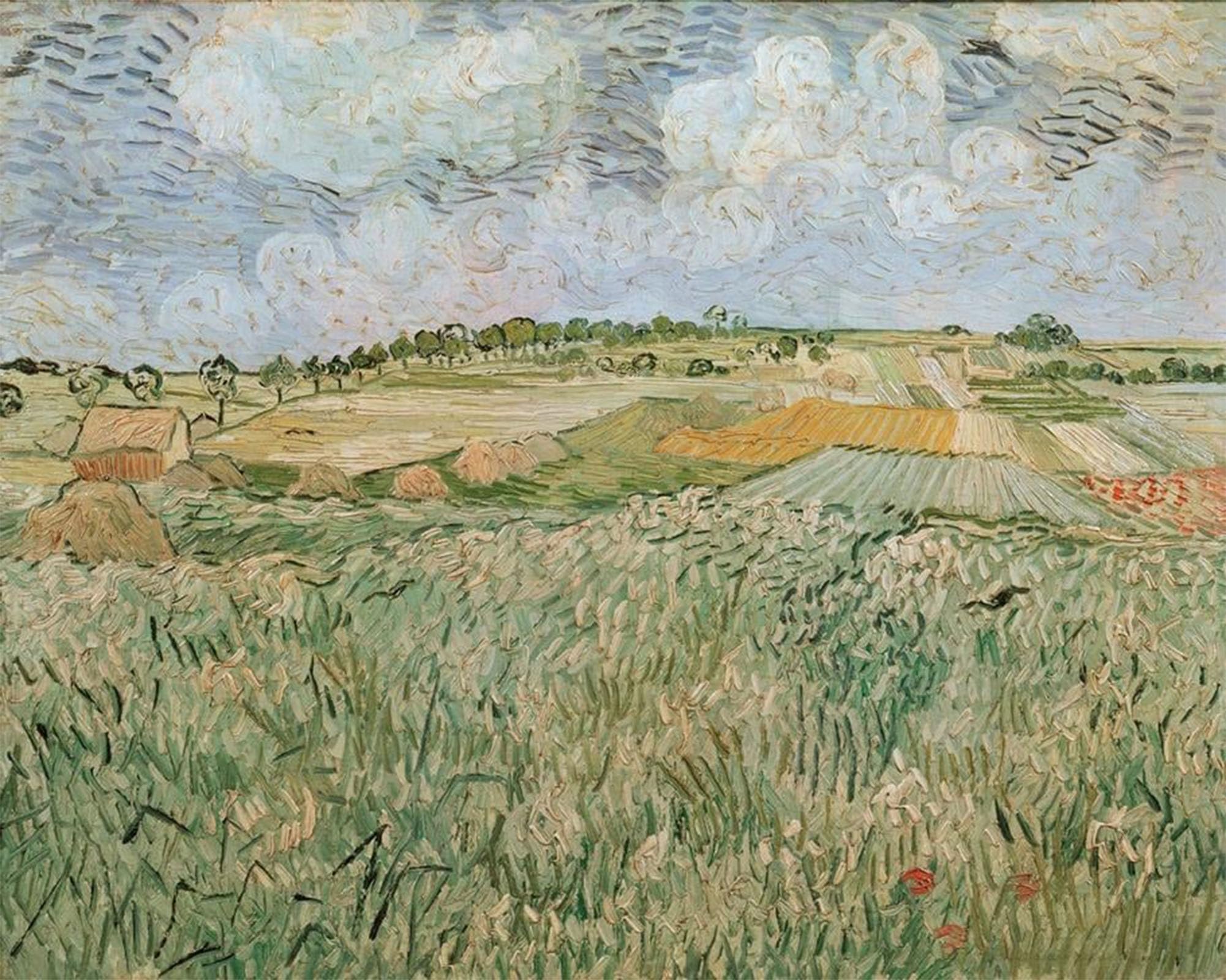 ARTXLXXBN Famous Print Painting Colorful Art Print the Plain At Auvers with Rain Clouds Canvas Art Decorations for Home Decor 60x90cm