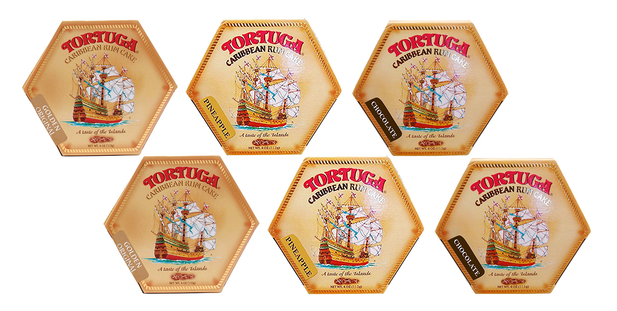 TORTUGARum Cake – 4 Oz 6 Packs (Original, Pineapple, Chocolate) – Perfect Party Cake | Original Gourmet cake | Great Cakes for Delivery