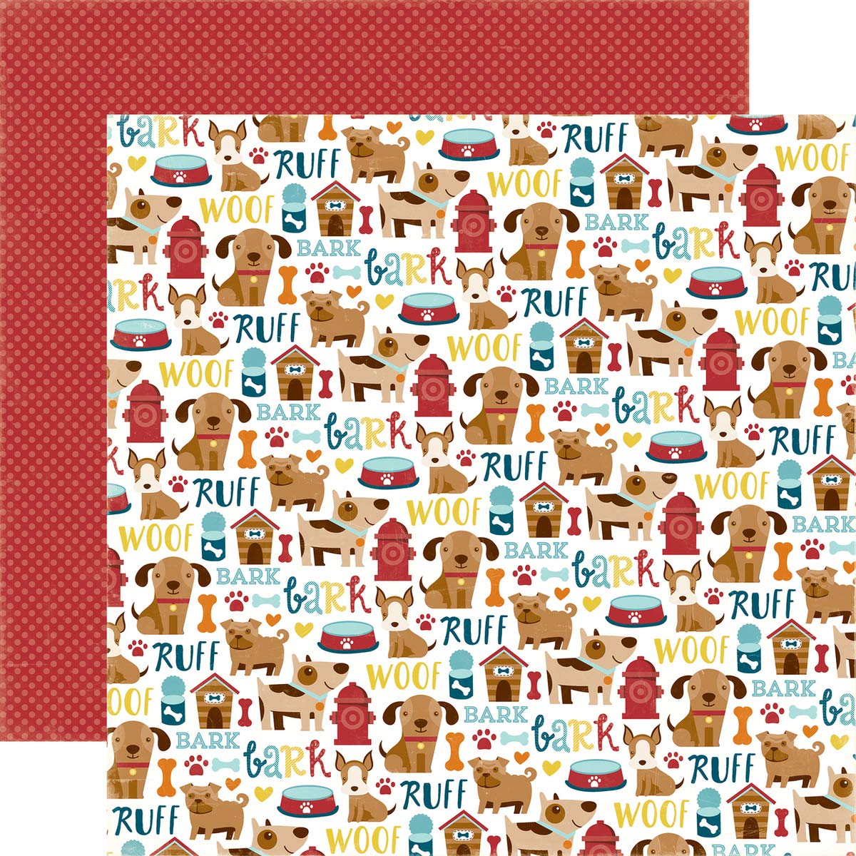 Dog Puppy Icons - Scrapbook Paper 12x12 by Echo Park - 5 Sheets