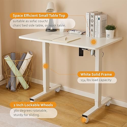 Miniatura 4 de Okin Escritorio pequeño rodante de pie, escritorio de una pieza ajustable en altura superior de 36 x 24 pulgadas, escritorio eléctrico de pie con 4