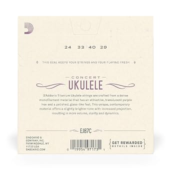 D'Addario Konser Ukulele Dizeleri, Titanyum, EJ87C, 4 Telli Set, 1 Adet