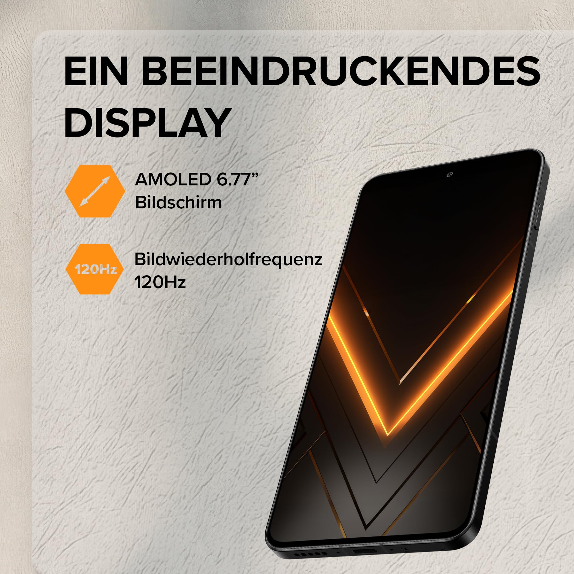 HAMMER VENTUS 5G Outdoor Smartphone 8GB+256GB, Android 16, 6.77 Inch 120Hz AMOLED Display, 108MP AI Camera, 32MP Selfie Camera, MediaTek Dimensity 7100, 5000mAh Battery, 45W Fast Charging, IP69, MIL-S