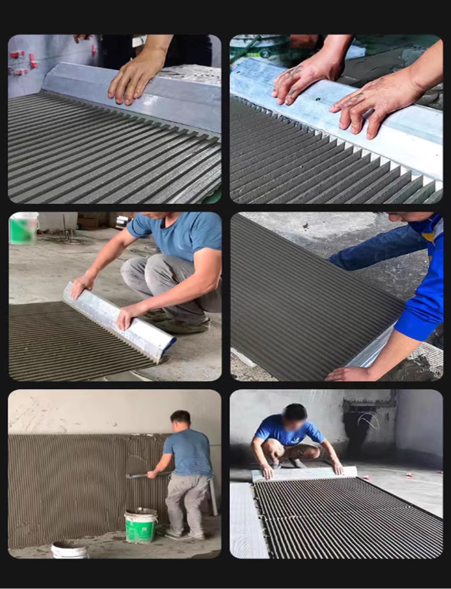 Paleta de azulejos grande, herramientas for azulejos, paleta dentada cuadrada de 24'', esparcidor de adhesivo for azulejos, perfecta for azulejos grandes, pisos y alicatado, mampostería, paleta manual