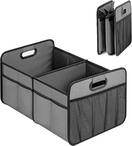 Simple Deluxe Organizador de maletero de automóvil, 2 compartimentos, almacenamiento plegable para maletero, diseño antideslizante, hecho de