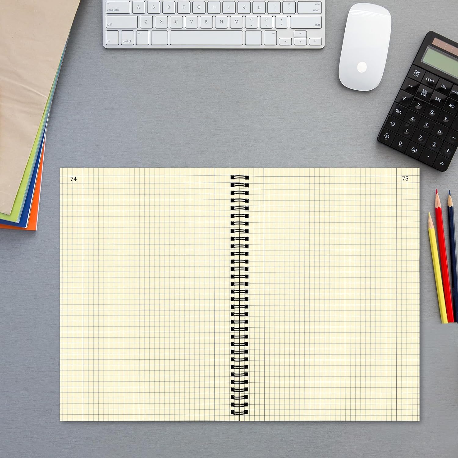 Fuyoooo 2 Pcs Computation Notebook Engineering Notebook for Drawings, Drafting, Planning, Engineering and Technical Applications, 4x4 Quad Ruled, 76 Sheets, 11-1/4" x 9-1/4" (Yellow)