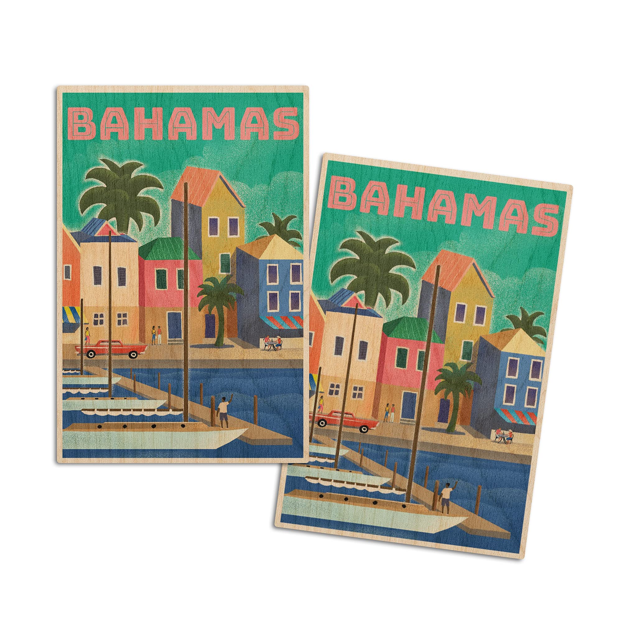 Waikiki Beach, Hawai'i, Woody On Beach (4x6 Birch Wood Postcards, 2
