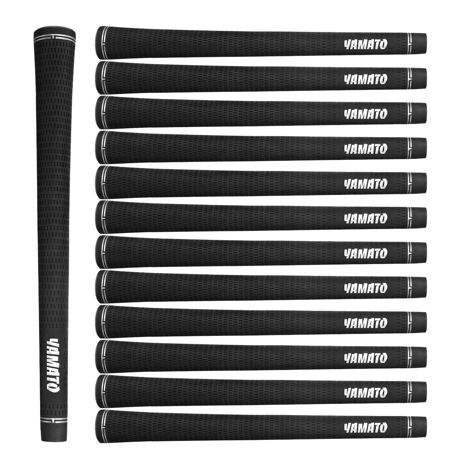 yamato Black Nature Rubber Golf Grips Set Packed with 13 Piece Mid Size Golf Club Grips,All