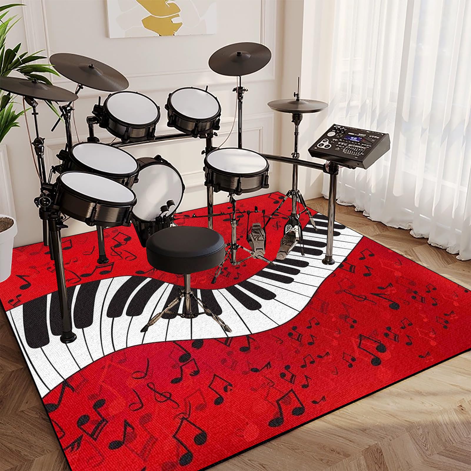 Schallschutz Teppichmatte - rutschfeste Drum Matte für Akustik Schlagzeug Drum Kits Bass Drum Elektronisch Snare Klavier Musikinstrumente Teppich - 160 x 120 cm Drum Teppich Trommel Teppiche Drum Rug