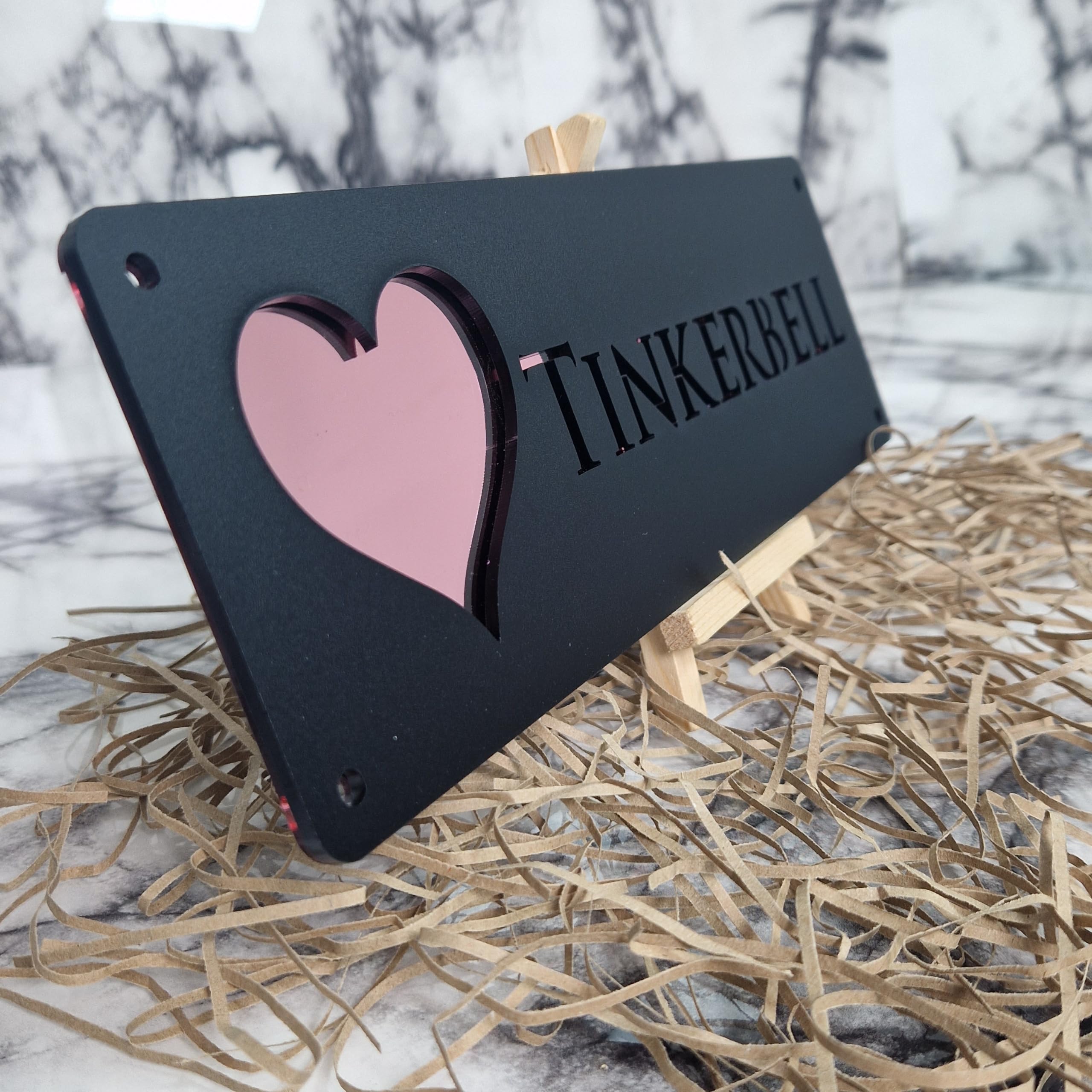 Generic Horse Stable Sign Black Glass Door Mount Personalised Name Whimsical Style (30 cm x 10 cm) Love Heart โ image 1